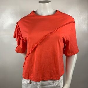 3For$20 Ten Sixty Sherman Ruffle Top Coral size:xS